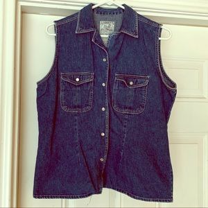Vintage denim snap button up top, size L